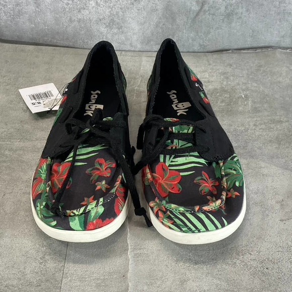 Sanuk Women's Black Canvas Pair O Sail Lite Floral Slip-On Boat Shoes SZ 9 - Picture 3 of 9